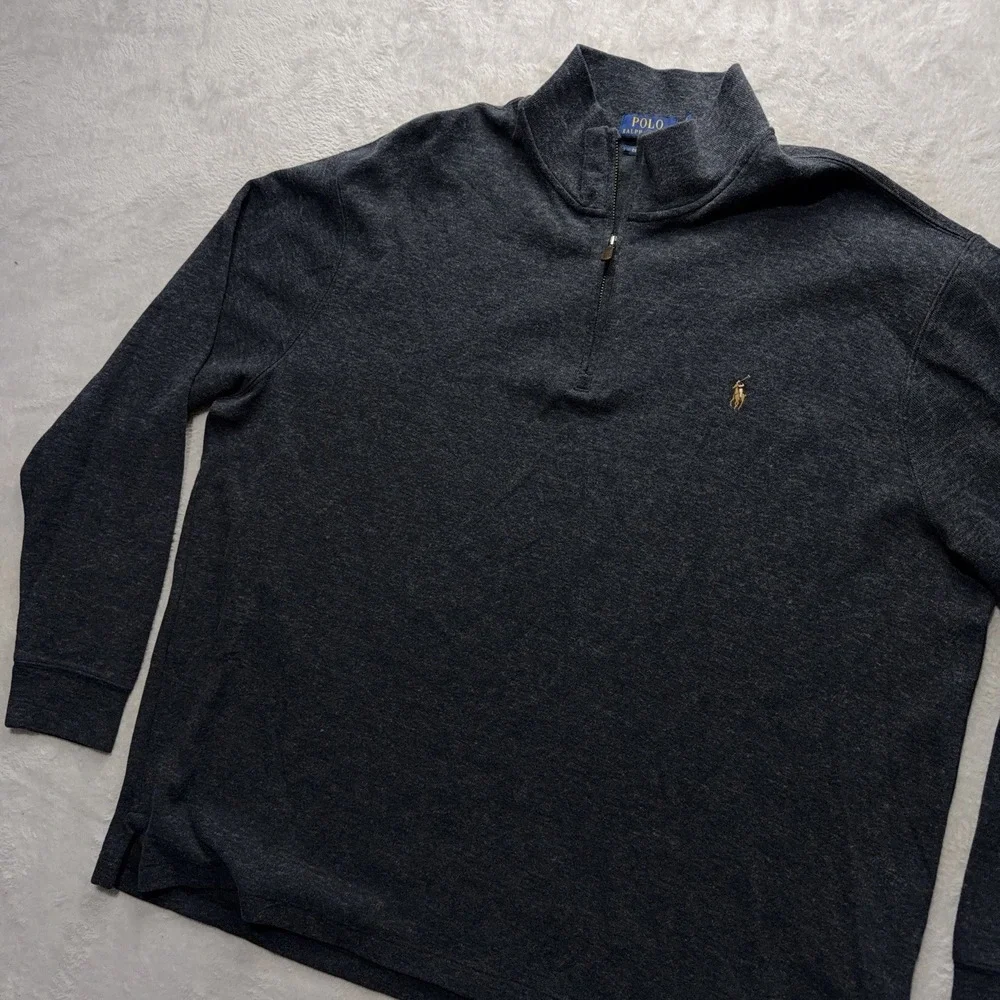 Polo Ralph Lauren 1/4 Zip Men's 2XB Estate Rib Grey Pullover Sweater Jacket Knit